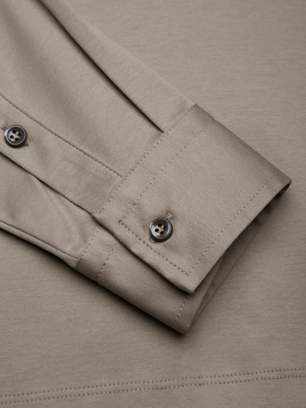 Supima Polo Zip Collar L/S | Lead Grey