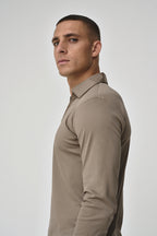 Supima Polo Zip Collar L/S | Lead Grey