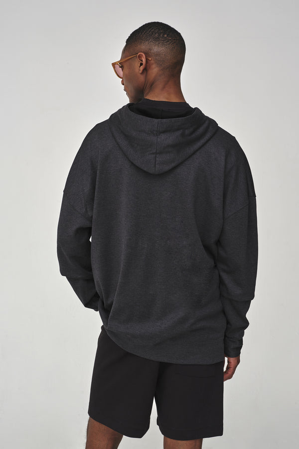 Silk Blend Hooded Oversized Sweater | Grey
