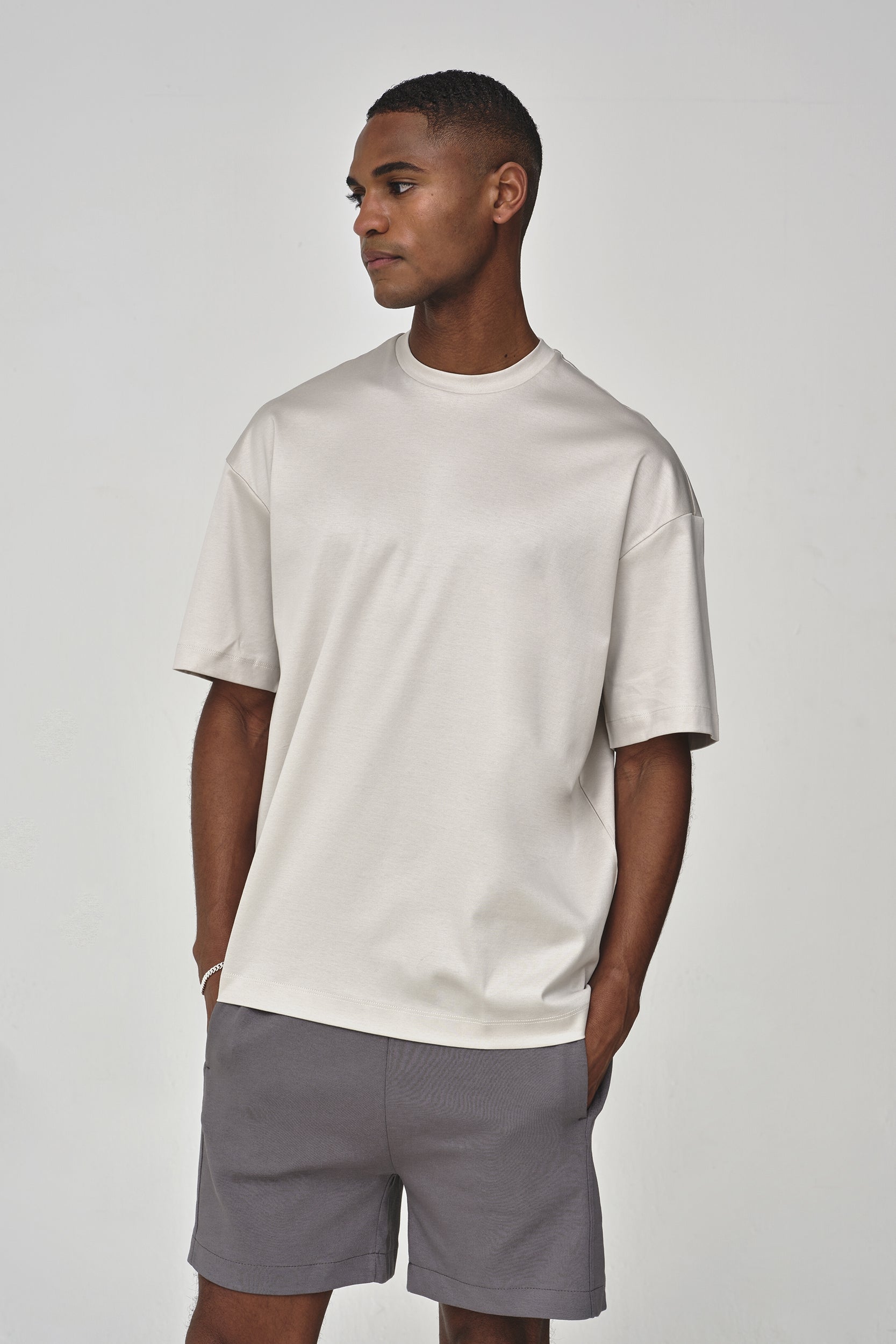 Interlock Supima Oversized T-shirt | Pearl Grey
