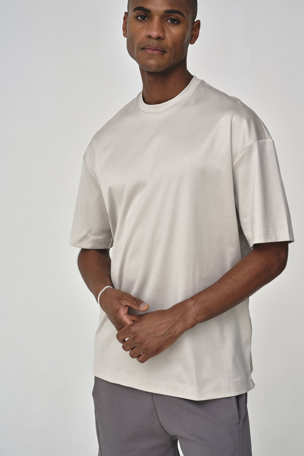 Interlock Supima Oversized T-shirt | Pearl Grey