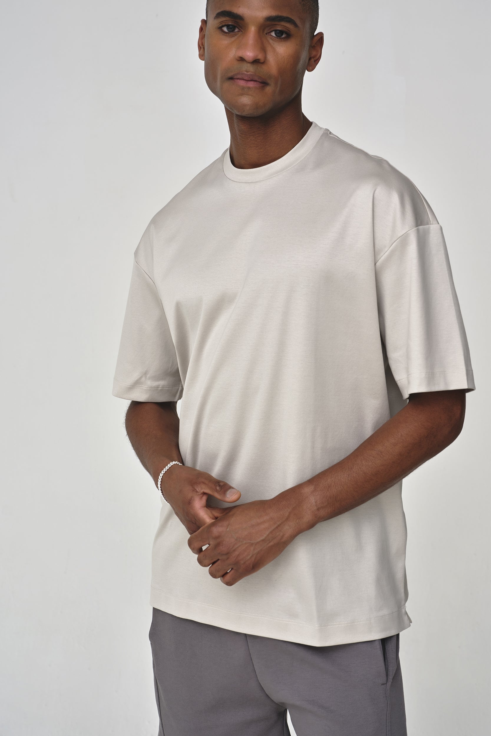 Interlock Supima Oversized T-shirt | Pearl Grey