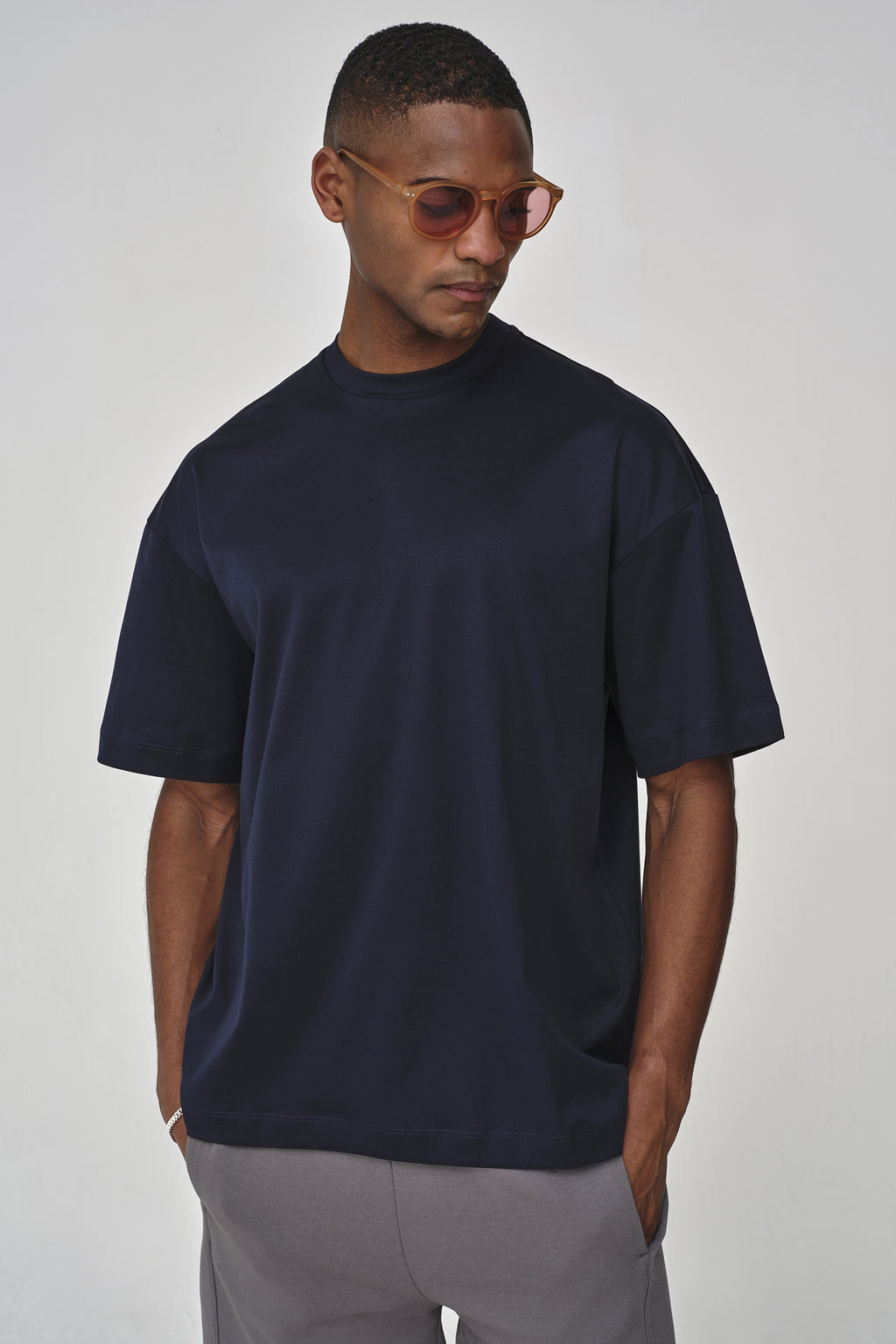 Interlock Supima Oversized T-shirt | Navy