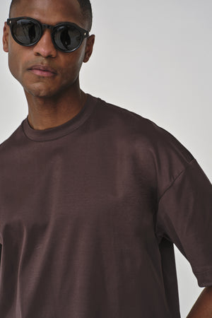 T-Shirt Oversize Interlock Supima | Brun ébène