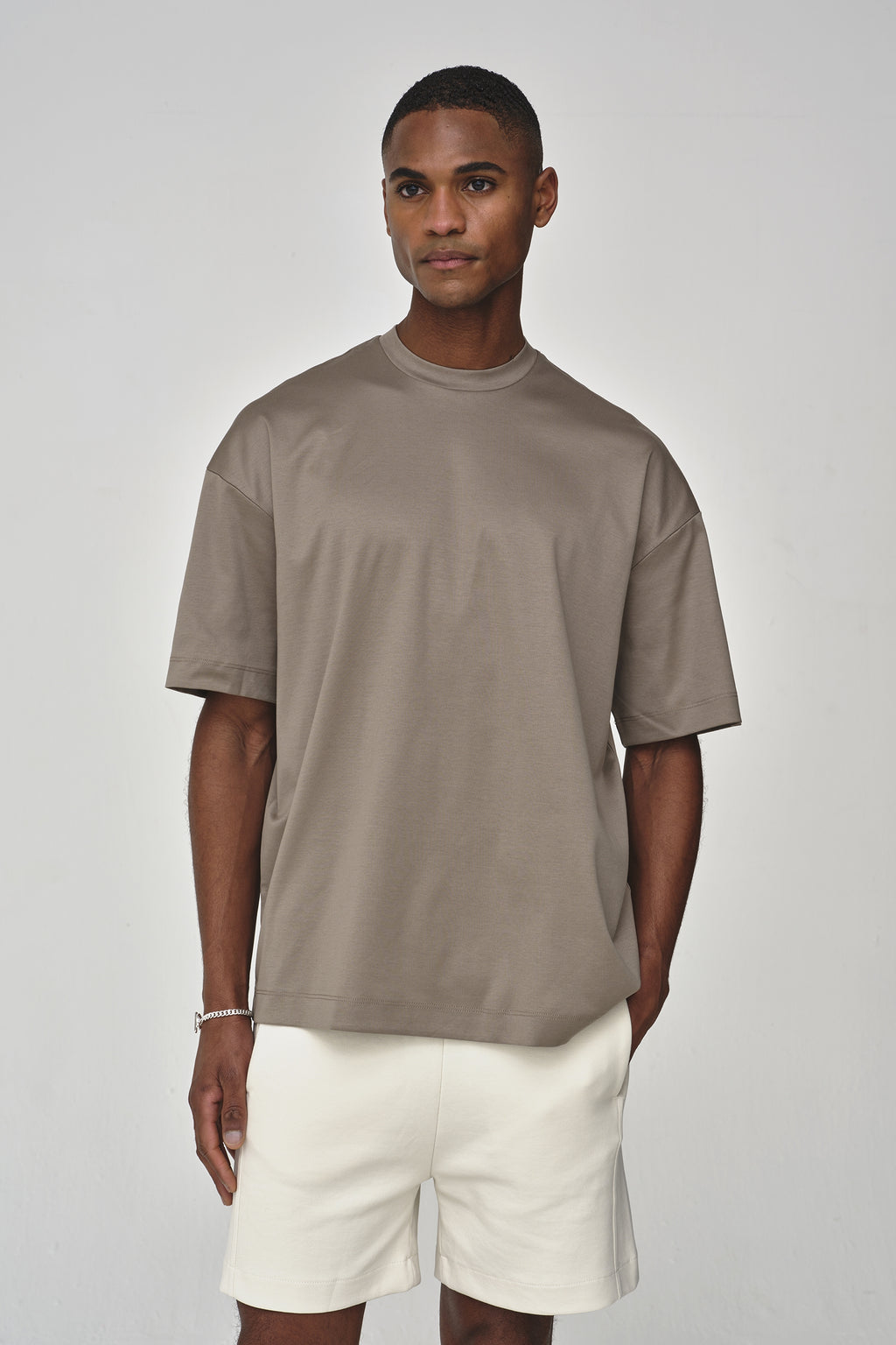 Interlock Supima Oversized T-shirt | Lead Grey