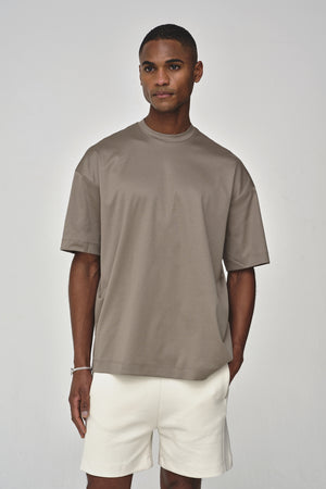 T-Shirt Oversize Interlock Supima | Gris plomb