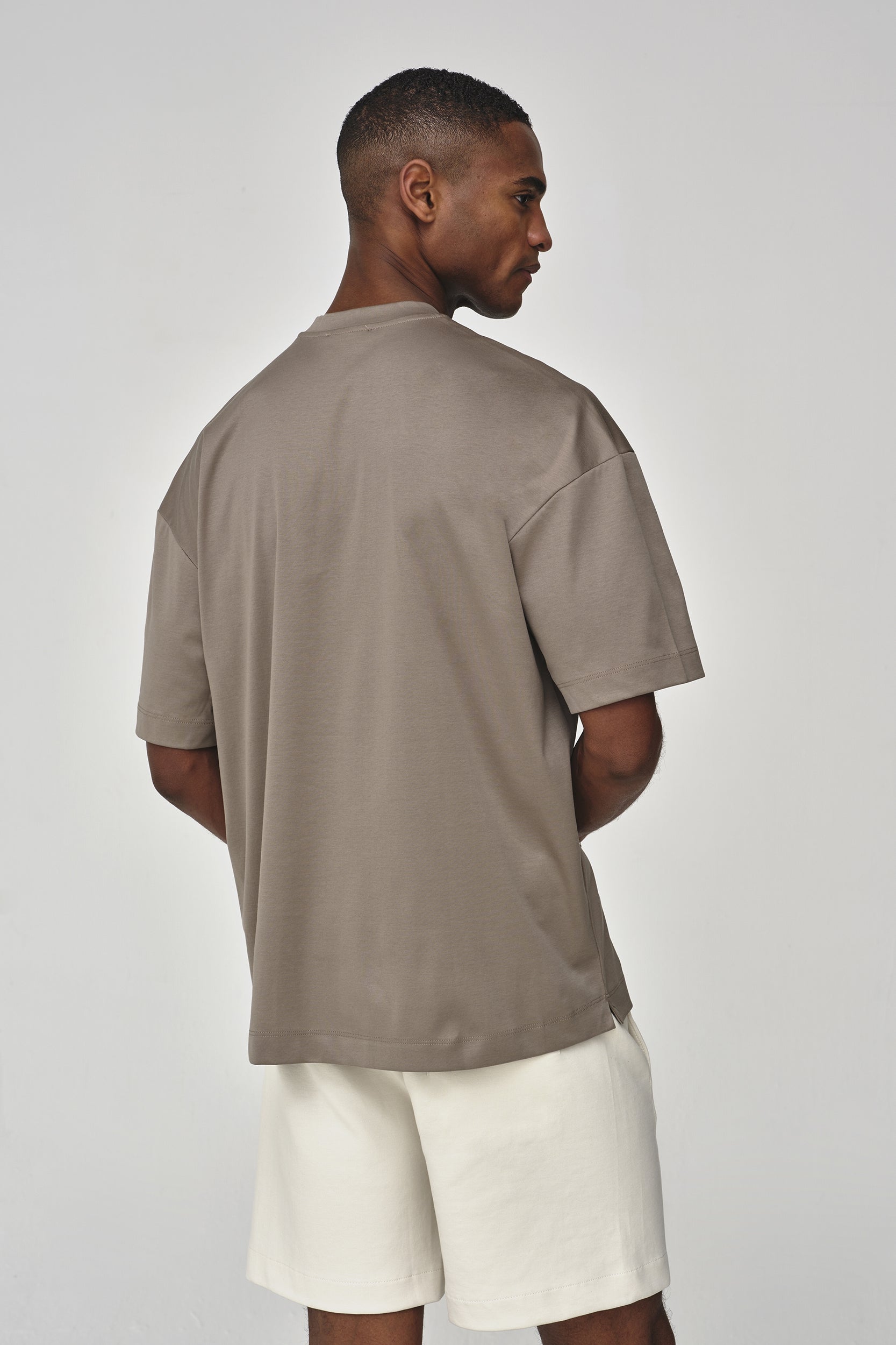 Interlock Supima Oversized T-shirt | Lead Grey