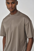Interlock Supima Oversized T-shirt | Lead Grey