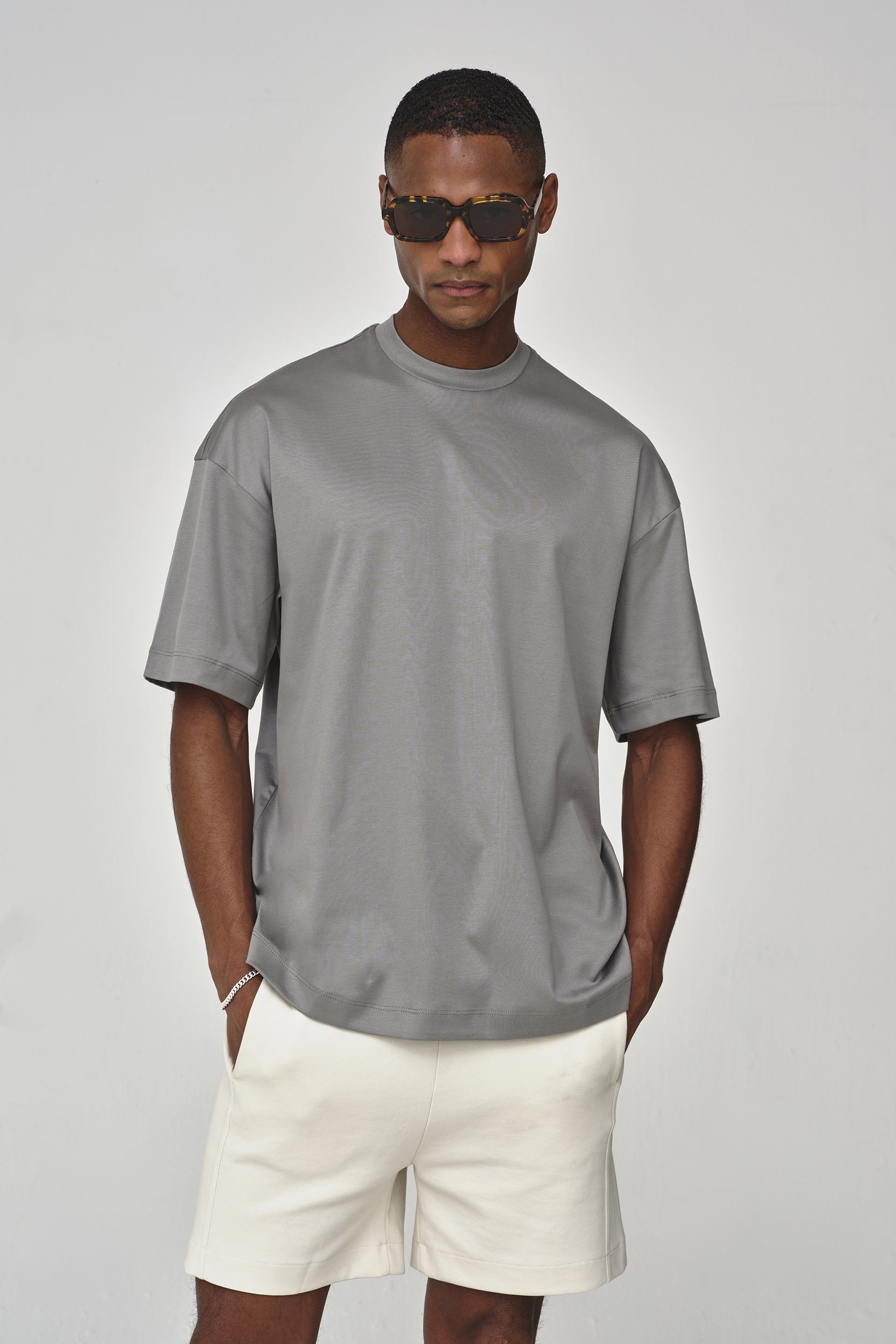 Interlock Supima Oversized T-shirt | Grey
