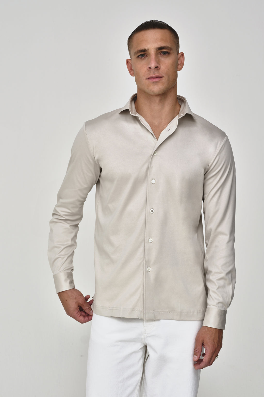 Supima Shirt Long Sleeves | Pearl Grey
