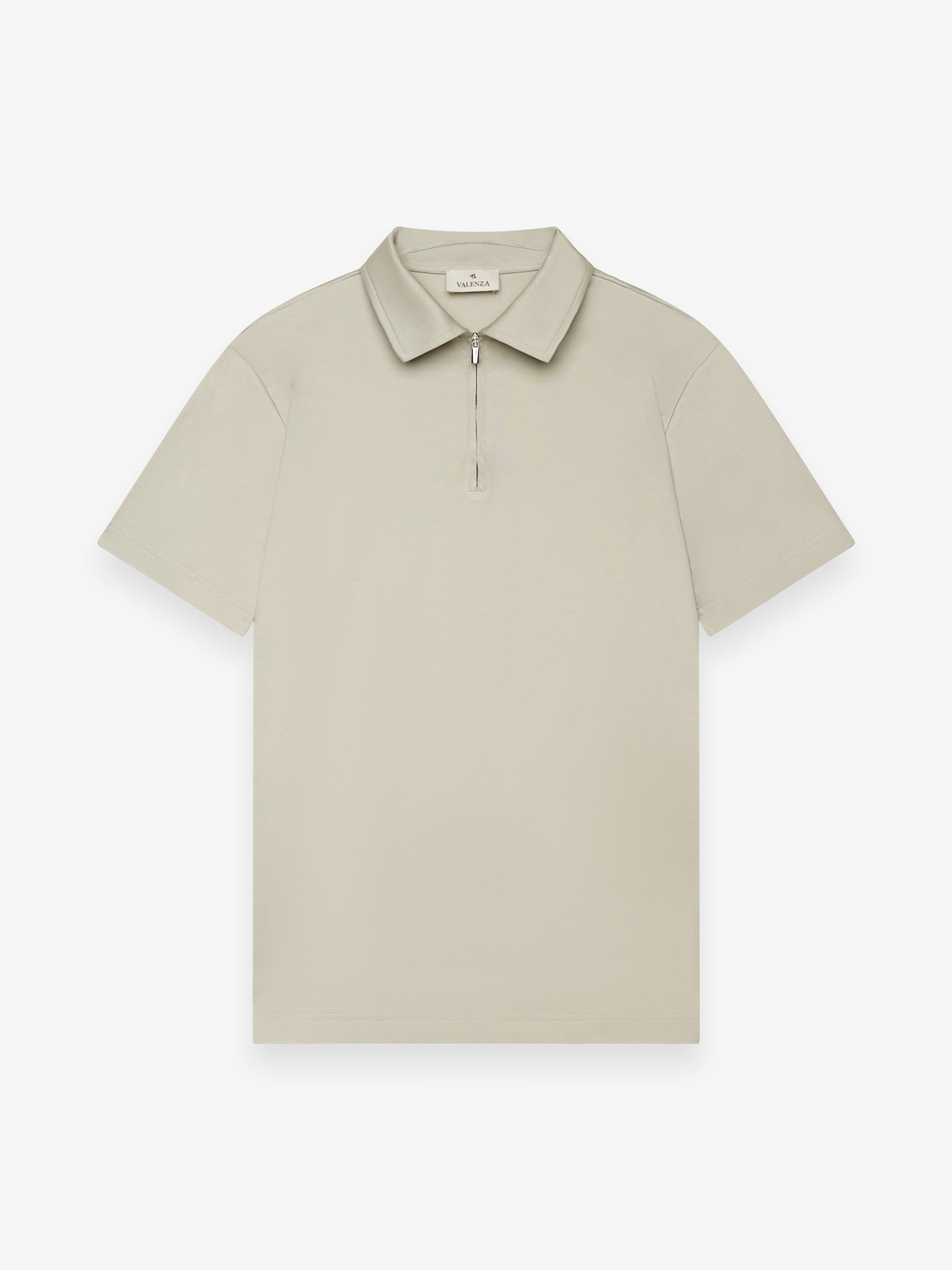 Supima Polo Zip Collar S/S | Stone