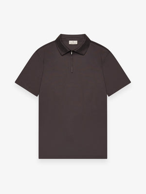 Supima Polo Zip Collar S/S | Asphalt