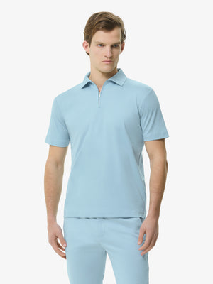 Supima Polo Zip Collar S/S | Blue Diamond