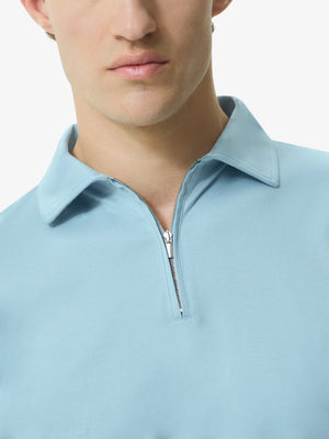 Supima Polo Zip Collar S/S | Blue Diamond