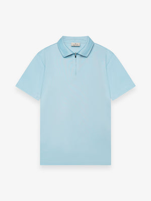 Supima Polo Zip Collar S/S | Blue Diamond