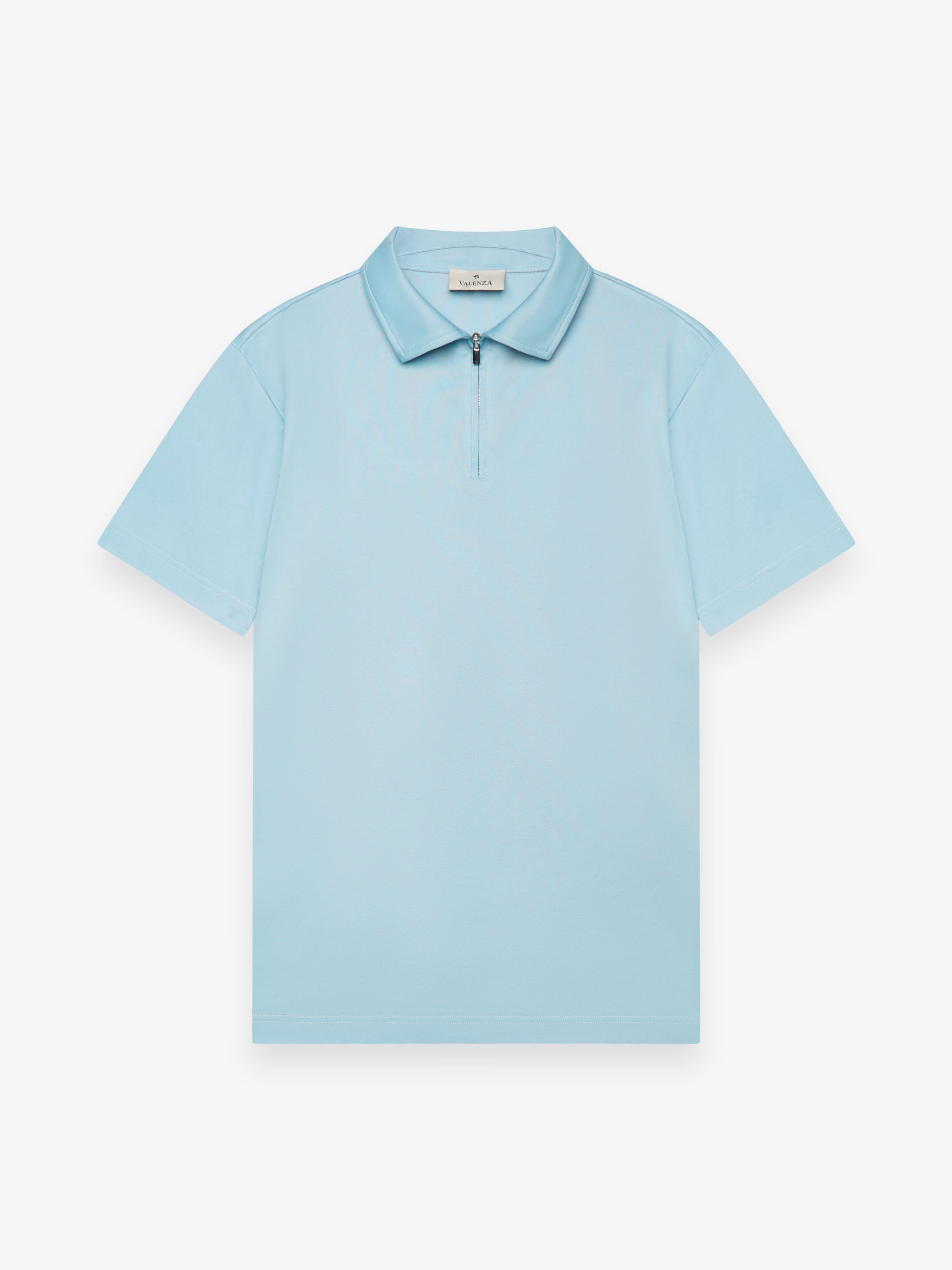 Supima Polo Zip Collar S/S | Blue Diamond