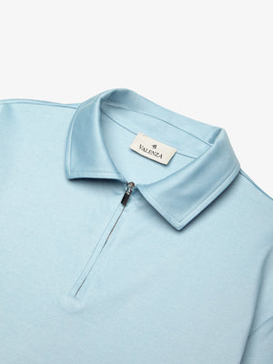 Supima Polo Zip Collar S/S | Blue Diamond