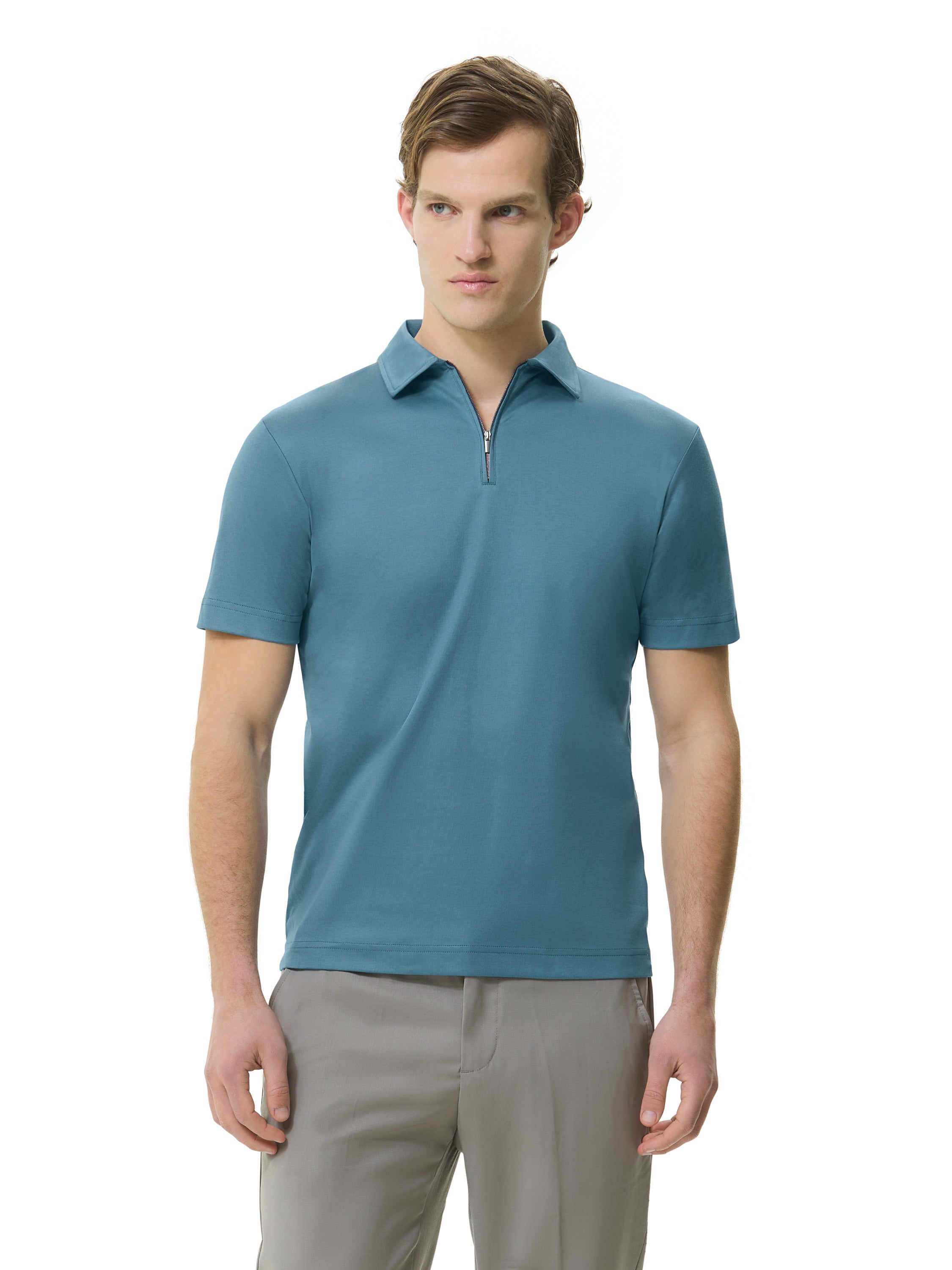 Supima Polo Zip Collar S/S | Monsoon