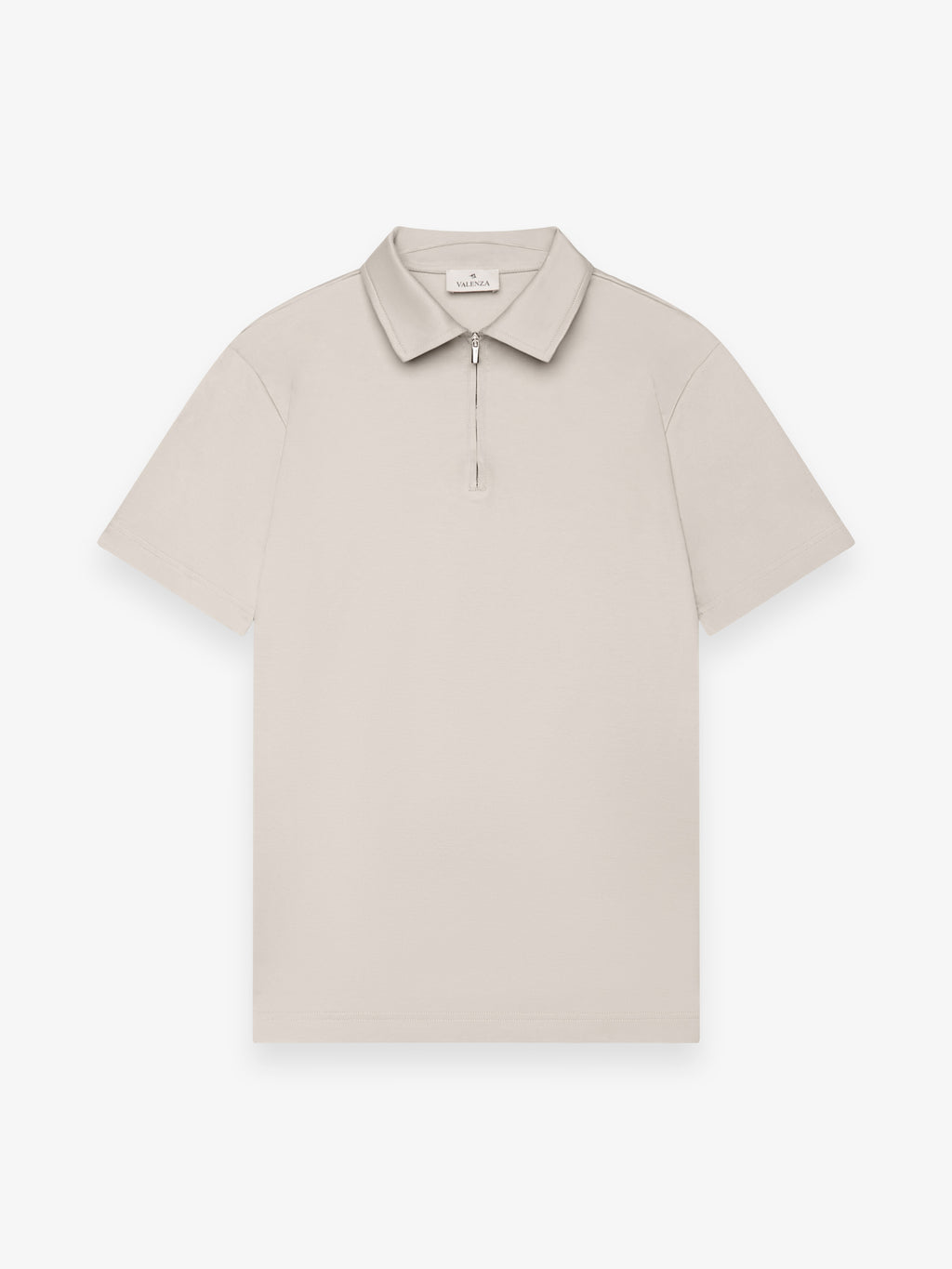 Supima Polo Zip Collar S/S | Pearl Grey