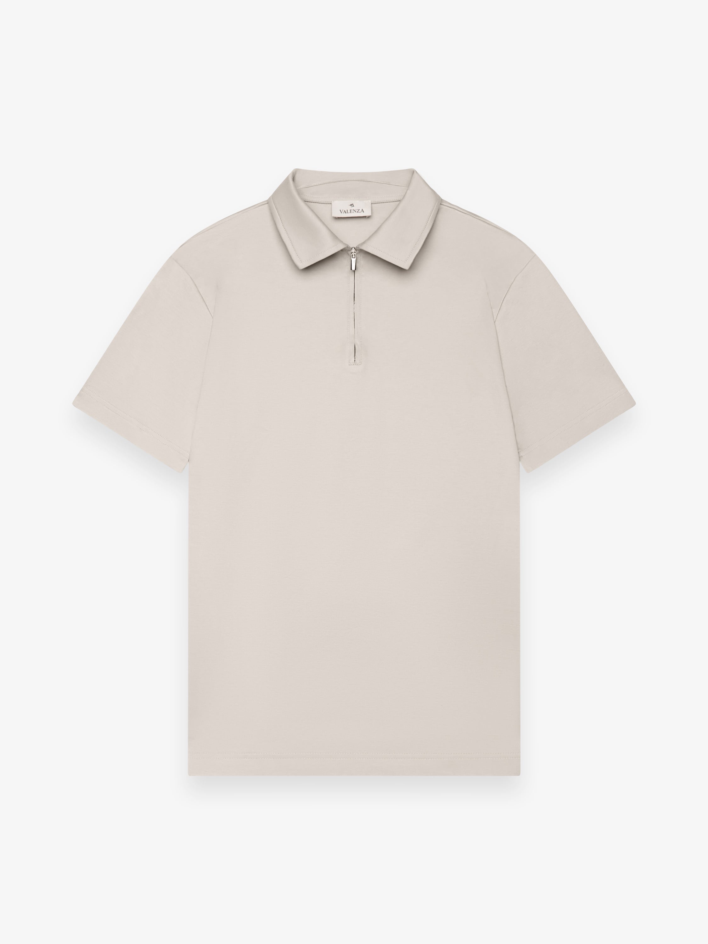 Supima Polo Zip Collar S/S | Pearl Grey