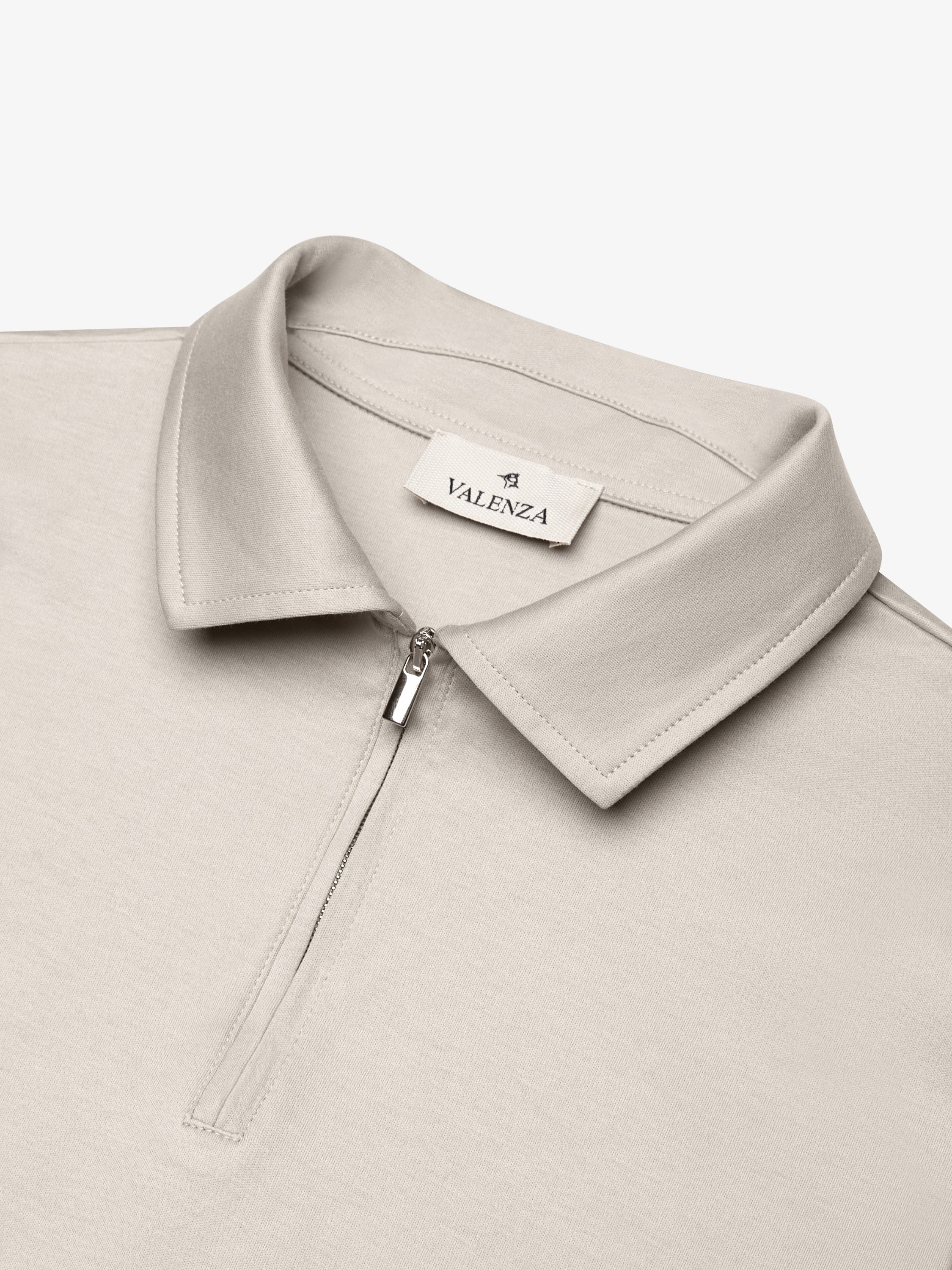 Supima Polo Zip Collar S/S | Pearl Grey