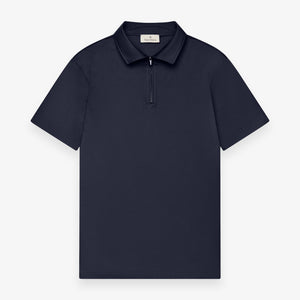 Supima Polo Zip Collar S/S | Navy