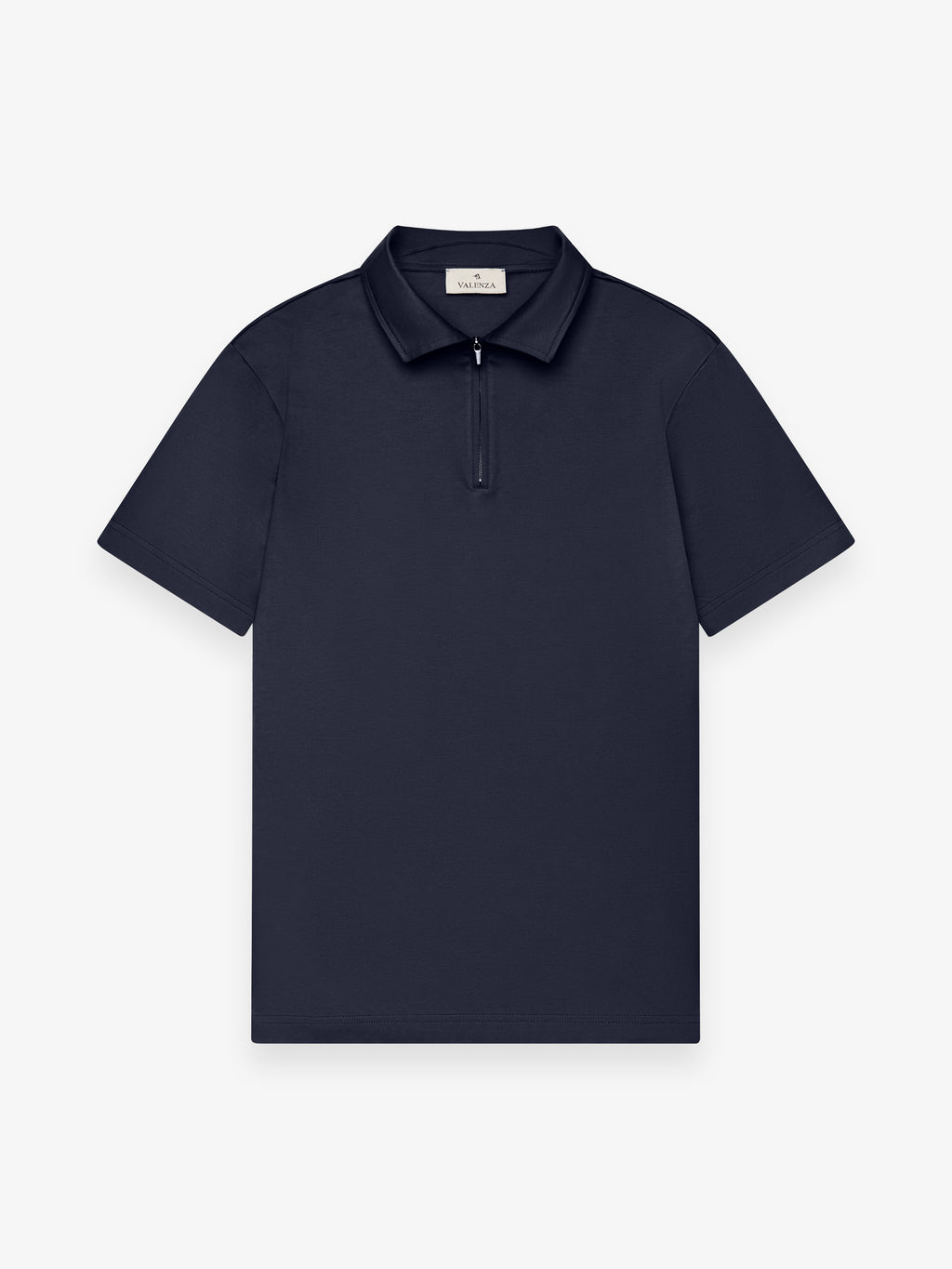 Supima Polo met Ritssluiting Korte Mouwen | Marineblauw