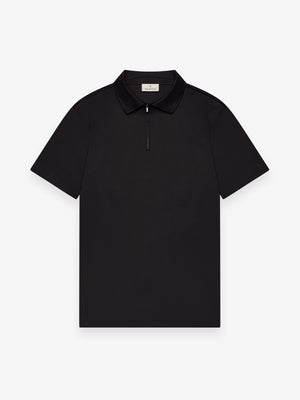 Supima Polo Zip Collar S/S | Black