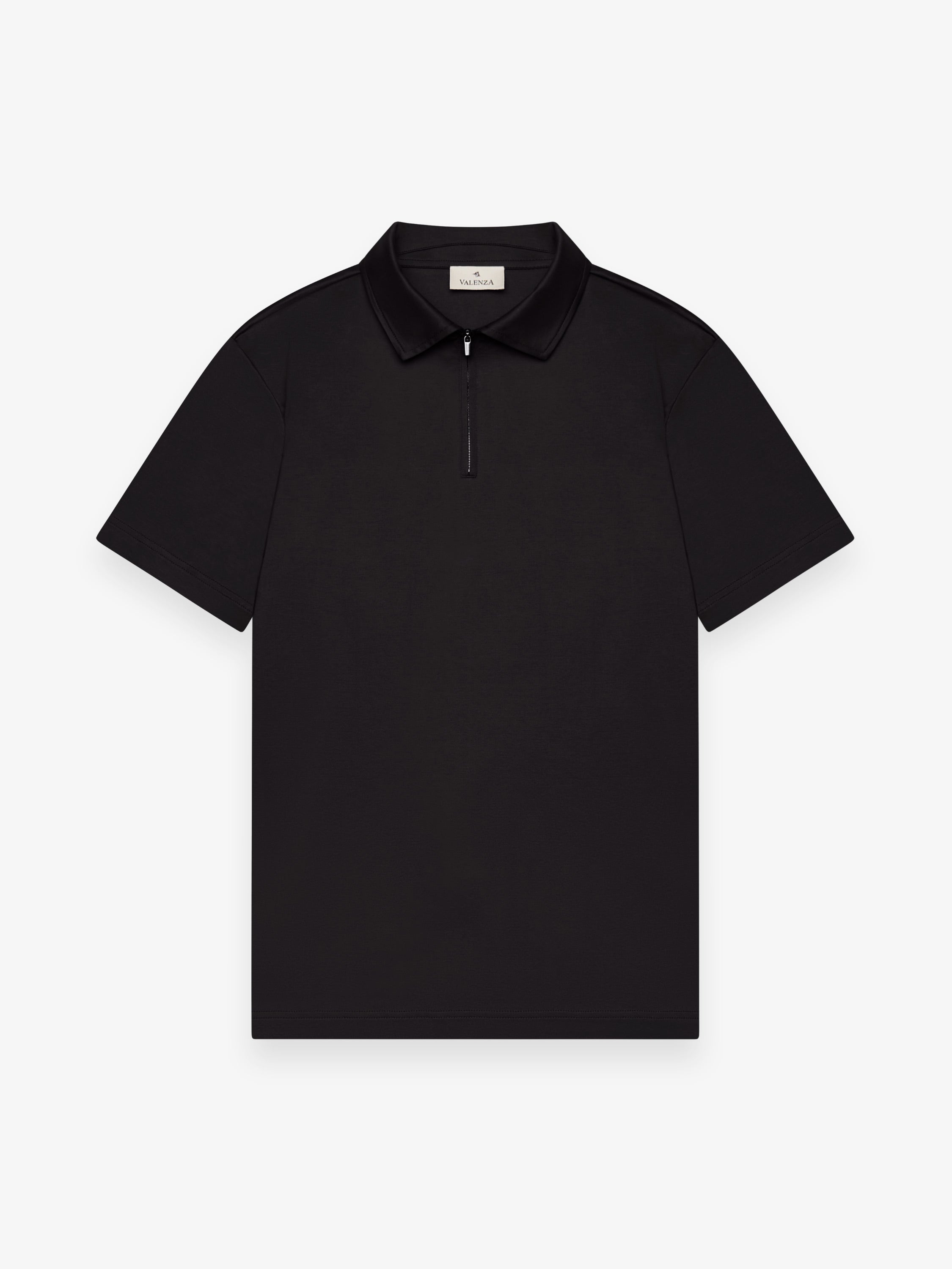 Supima Polo Zip Collar S/S | Black
