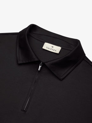 Supima Polo Zip Collar S/S | Black