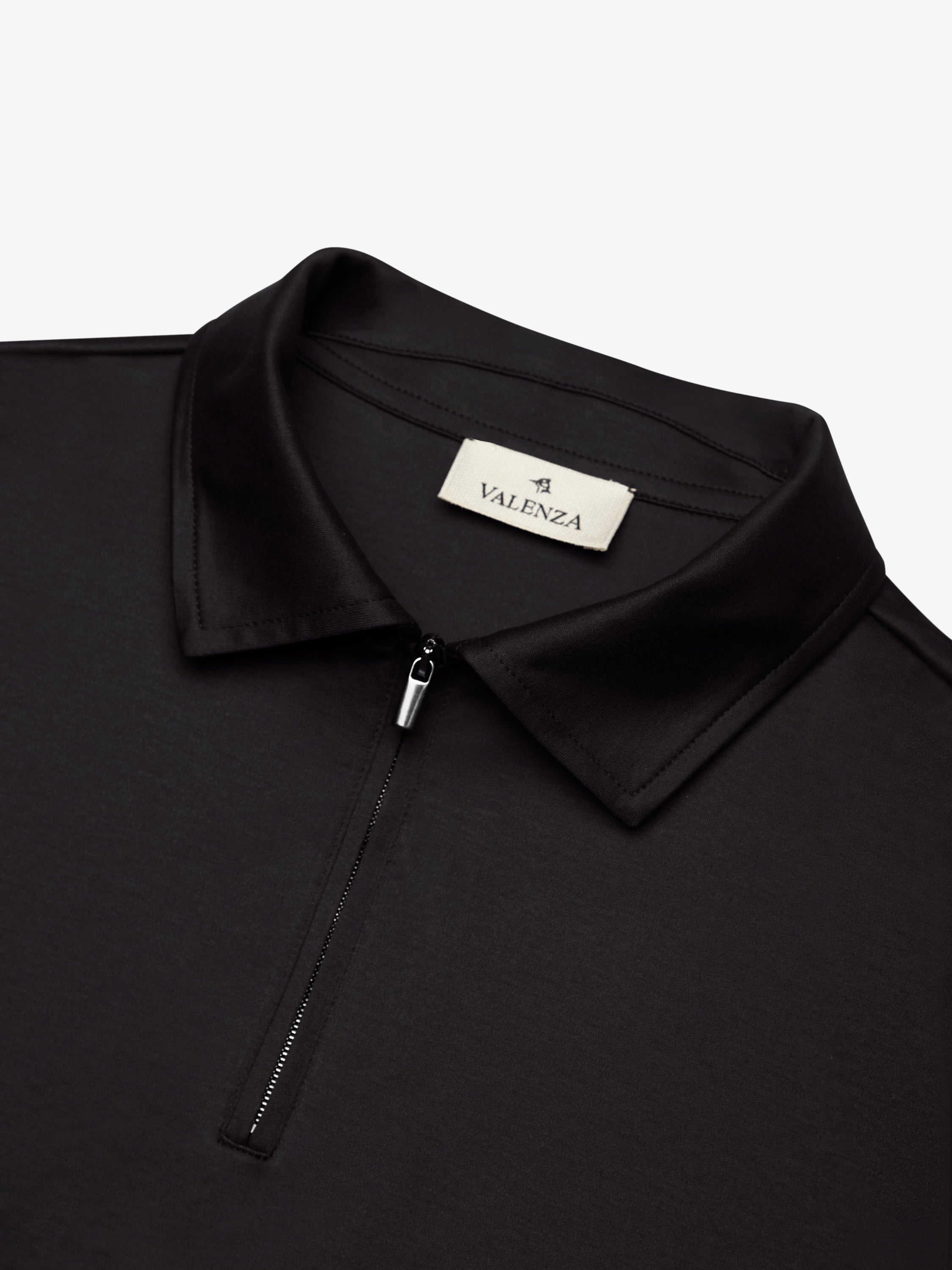 Supima Polo Zip Collar S/S | Black