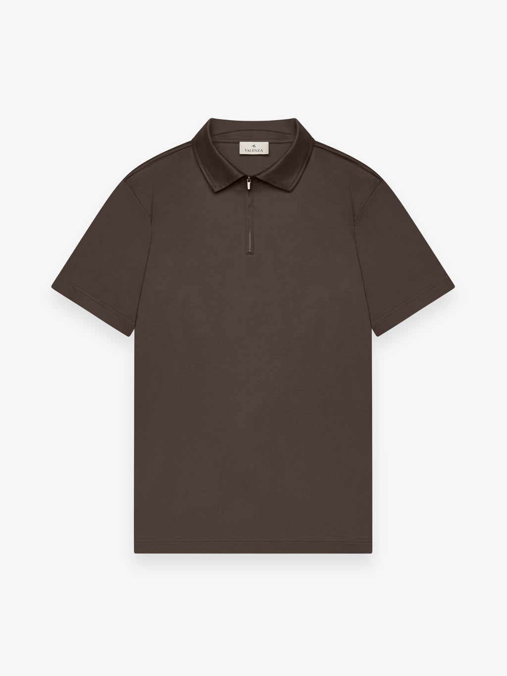 Supima Polo Zip Collar S/S | Ebony Brown