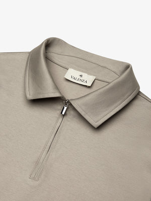 Supima Polo Zip Collar S/S | Lead Grey