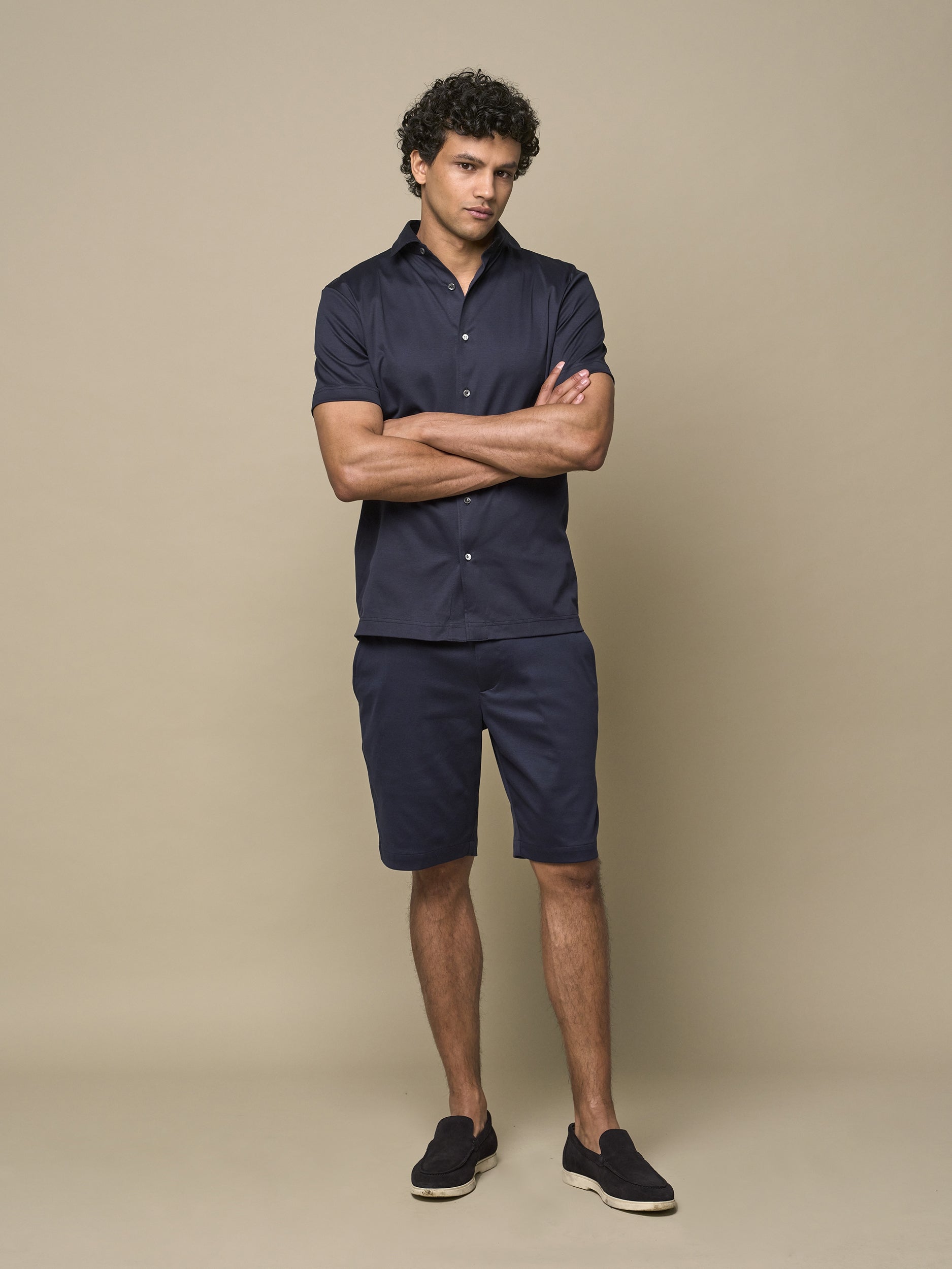 Supima Shirt Korte Mouwen | Marineblauw