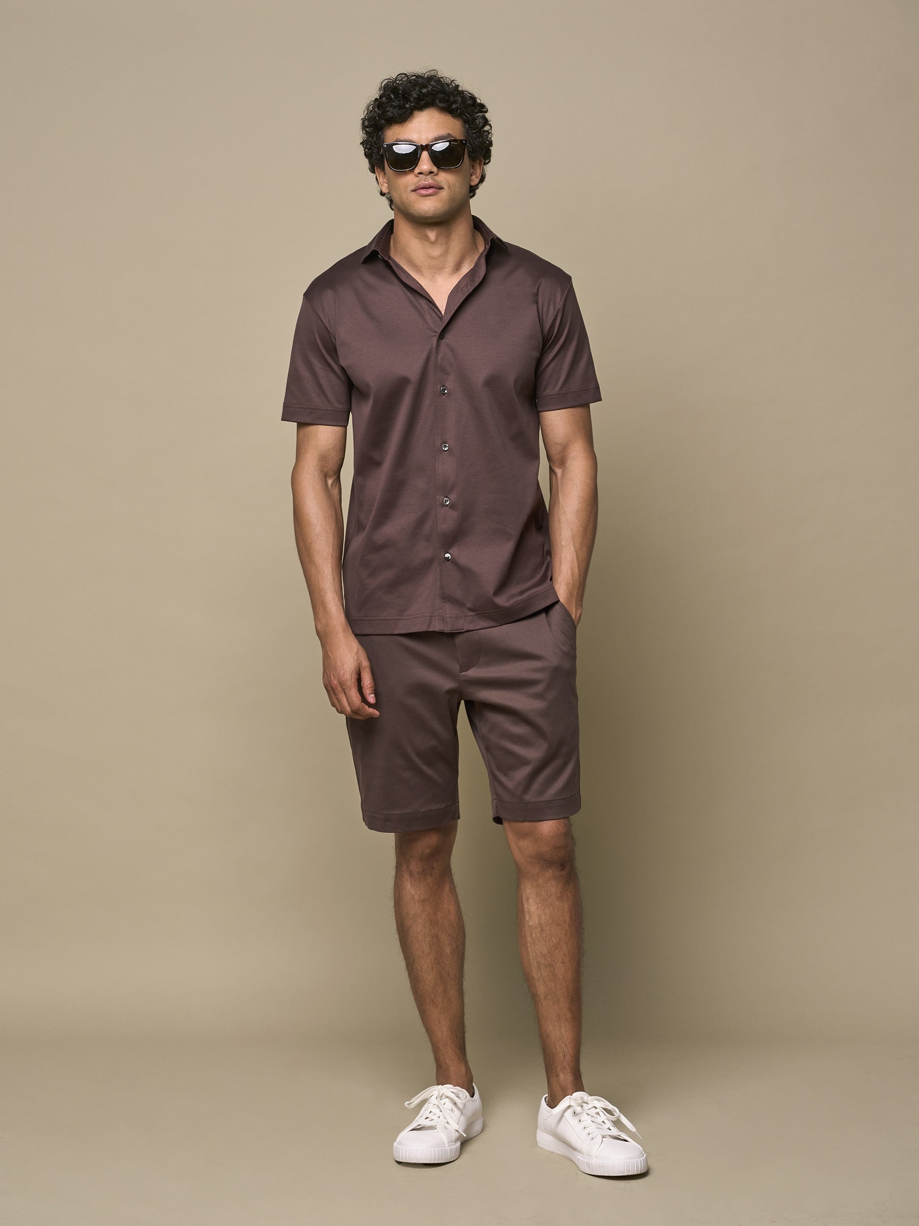 Supima Shirt Korte Mouwen | Ebbenbruin