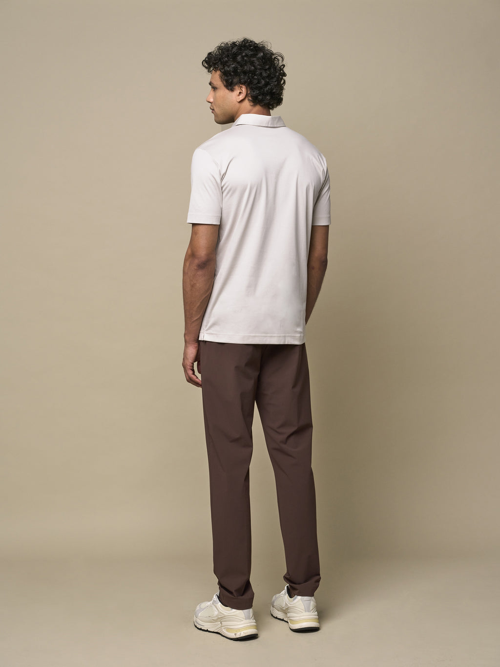 Supima Polo Zip Collar S/S | Pearl Grey