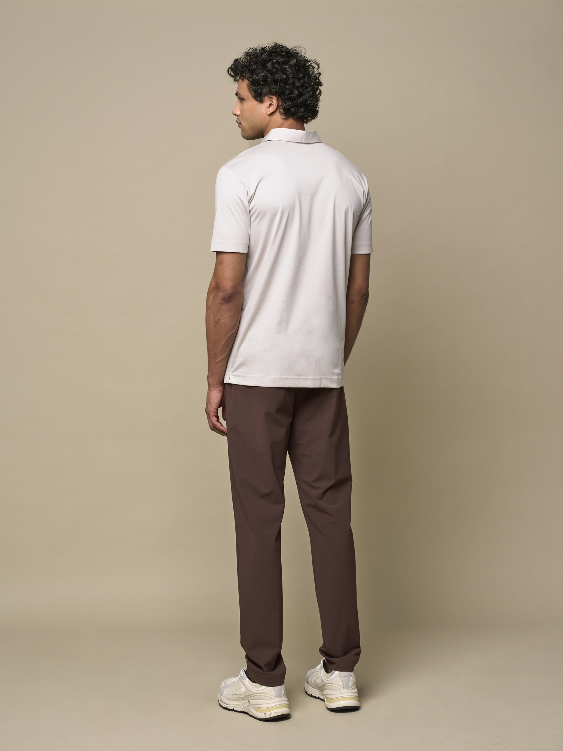 Supima Polo Zip Collar S/S | Pearl Grey