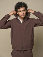 Giacca Tech Stretch con Cappuccio | Marrone Scuro