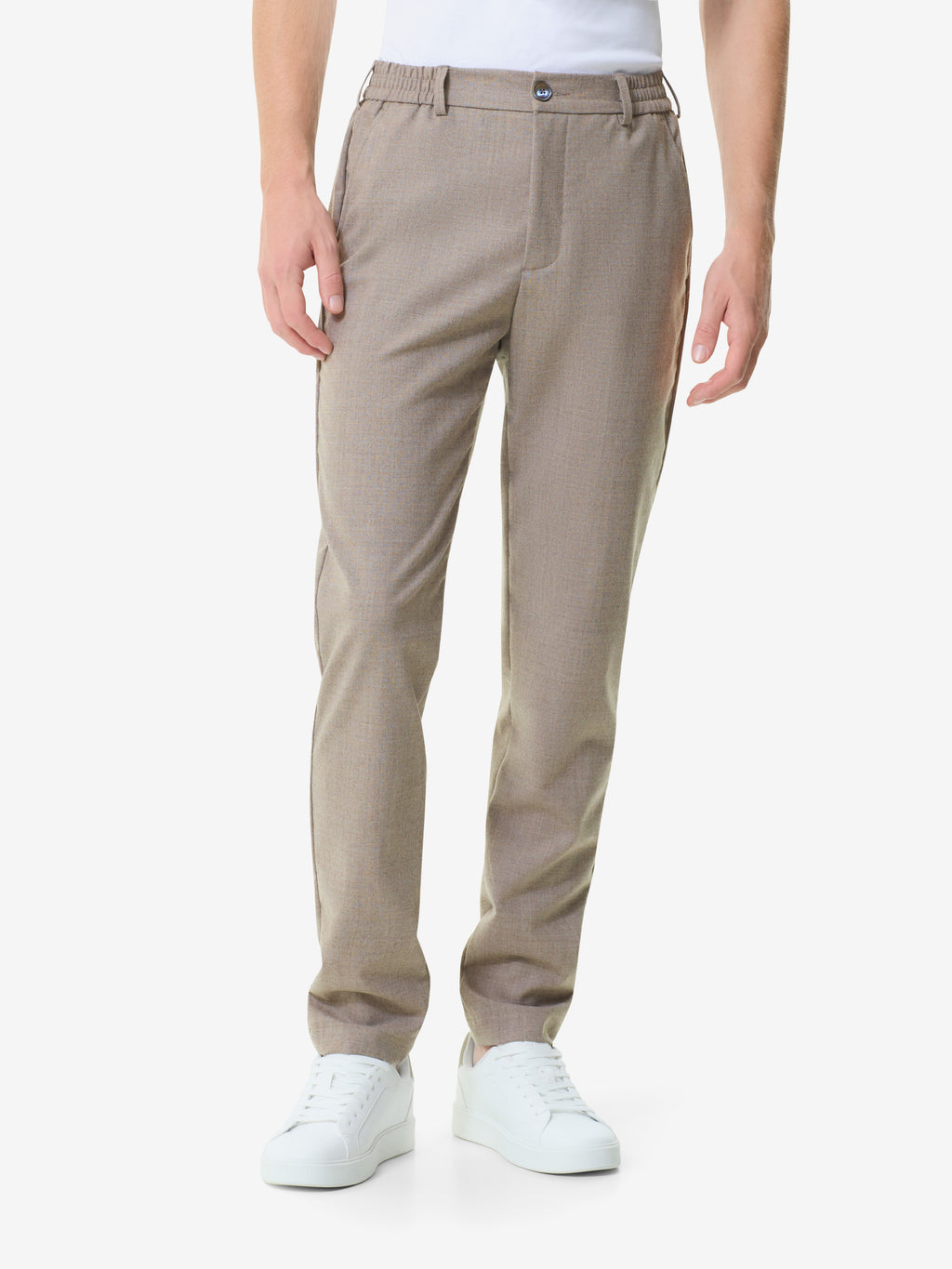 Pantalon fuselé en flanelle stretch | Beige clair