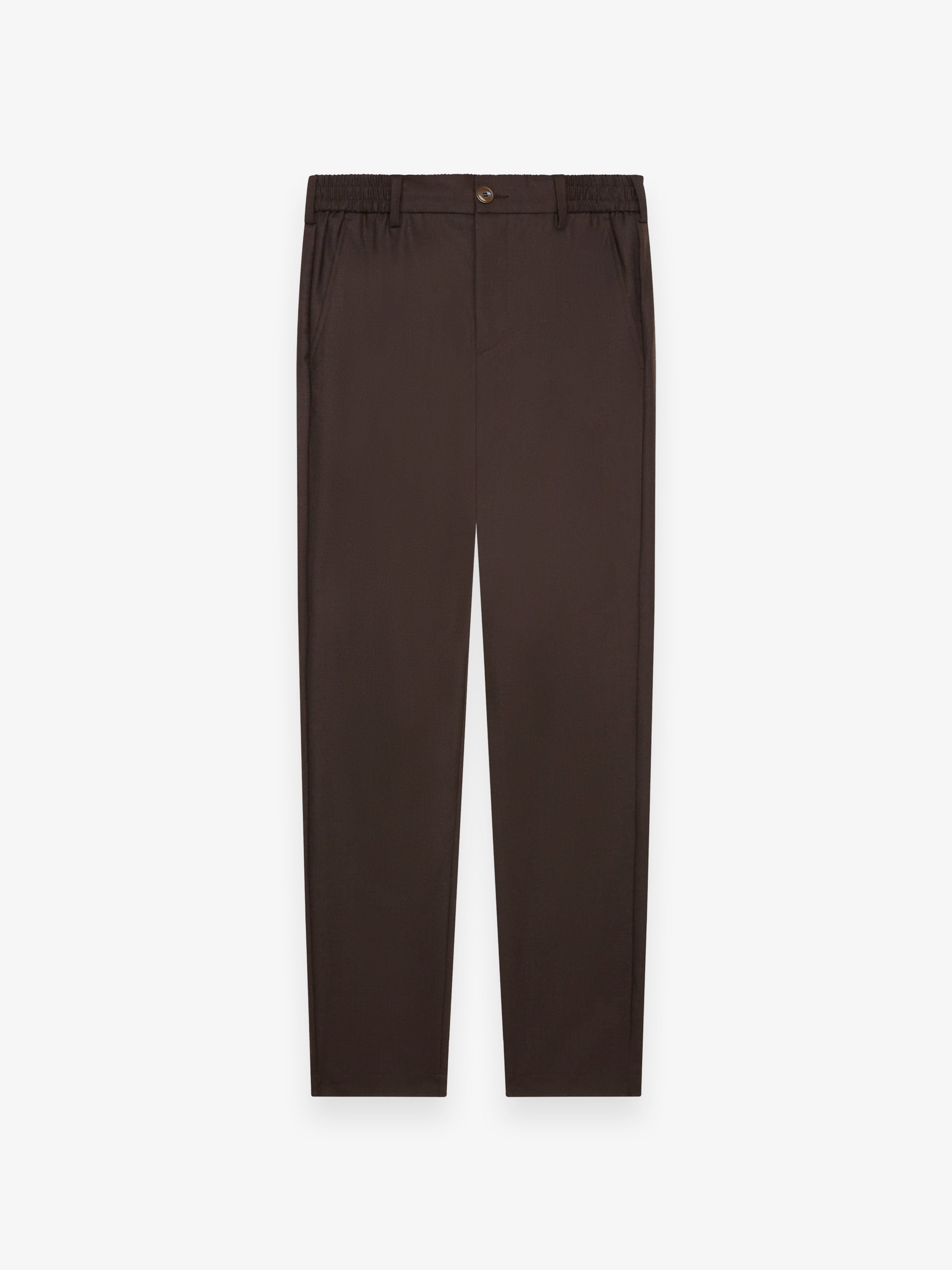 Flannel Stretch Tapered Trousers | Dark Brown