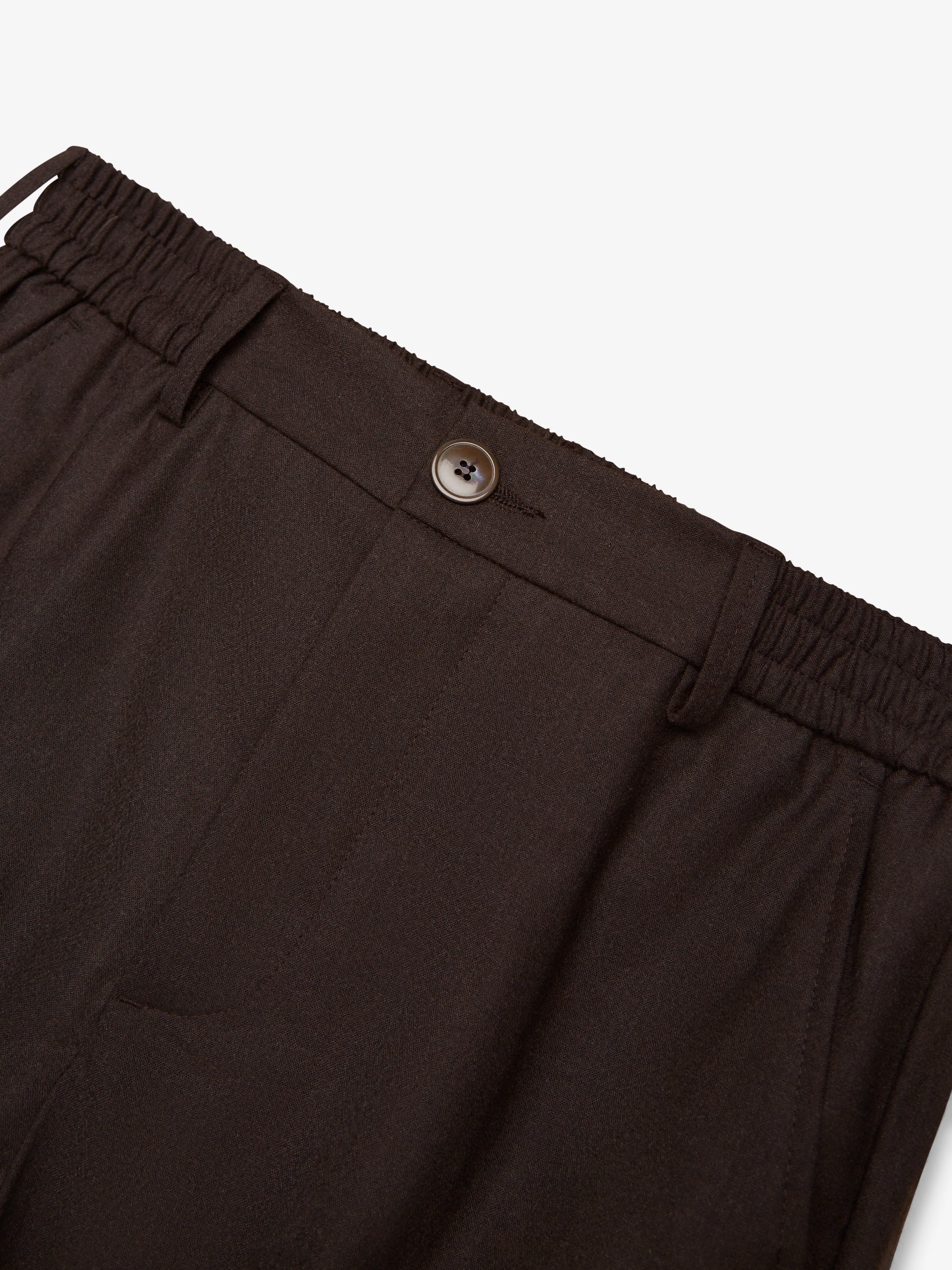 Flannel Stretch Tapered Trousers | Dark Brown