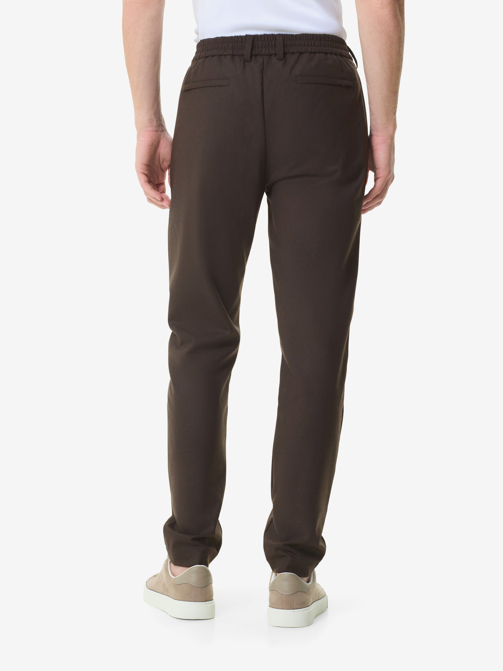 Pantalon fuselé en flanelle stretch | Marron foncé