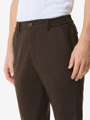 Flanell-Stretchhose mit schmal zulaufendem Bein | Dunkelbraun