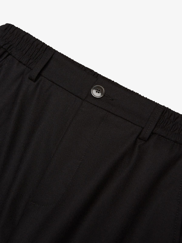 Flannel Stretch Tapered Trousers | Black