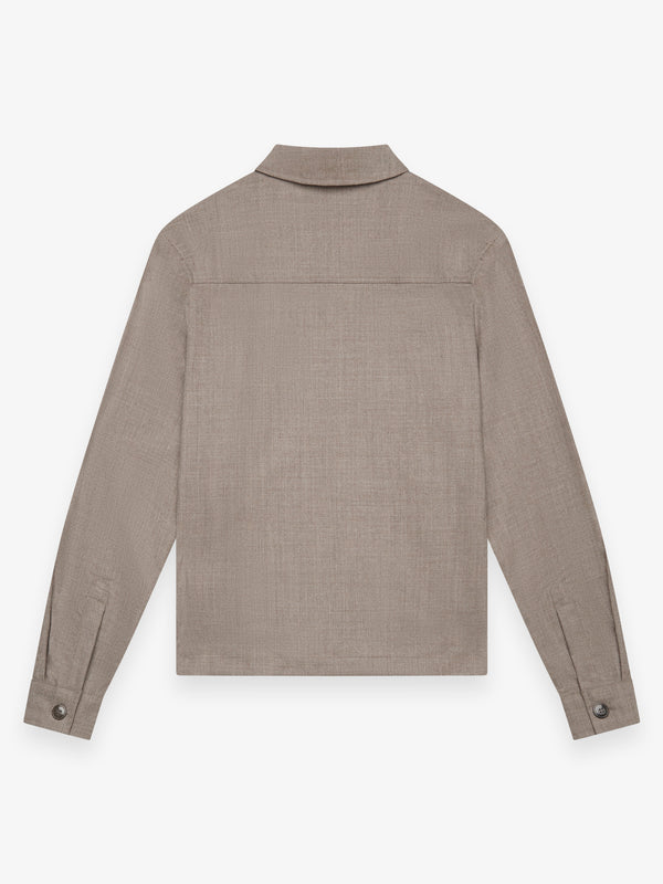 Flannel Stretch Overshirt | Light Beige
