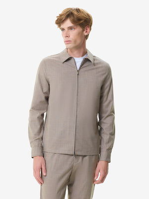 Flannel Stretch Overshirt | Light Beige