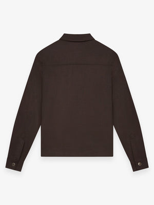 Flannel Stretch Overshirt | Dark Brown