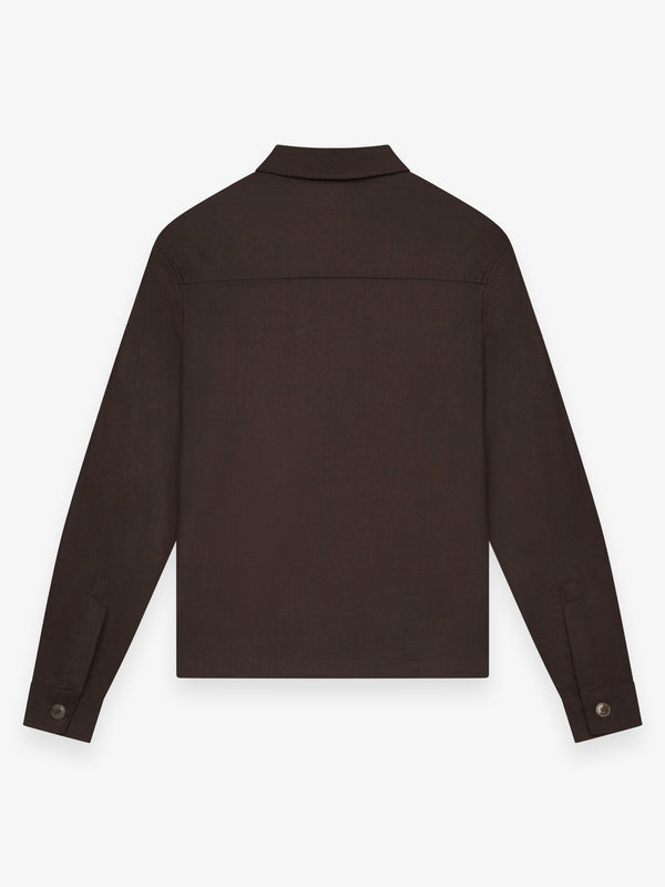 Flannel Stretch Overshirt | Dark Brown