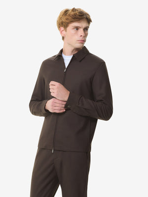 Flannel Stretch Overshirt | Dark Brown