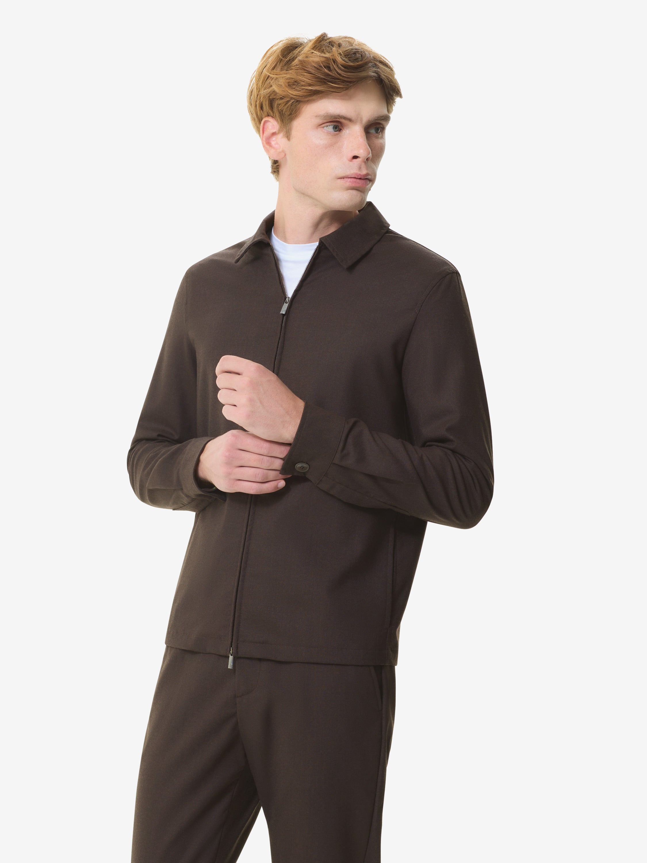 Flannel Stretch Overshirt | Dark Brown